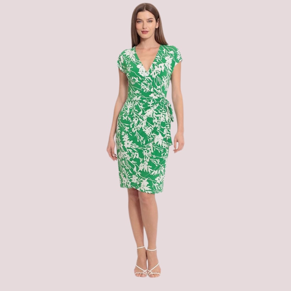 NWT Maggy London Women's Printed Matte‎ Jersey Wrap Dress - 18